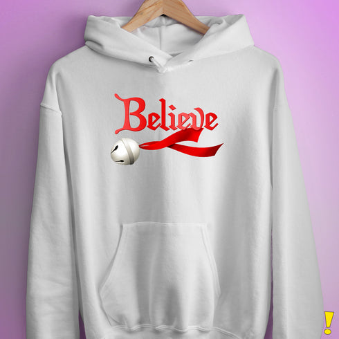 Believe Jingle Bell  Hoodie - White